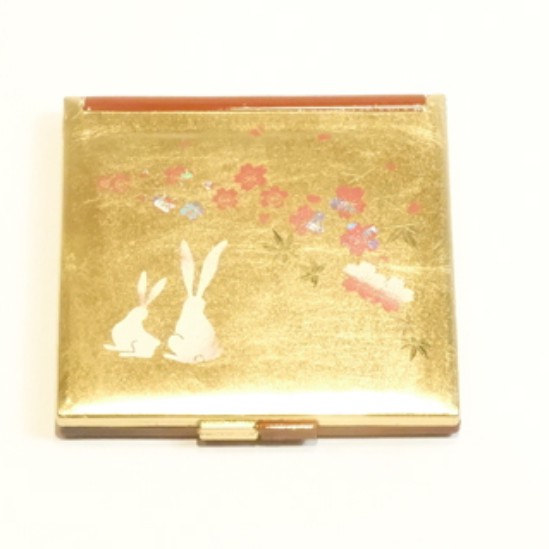 日本 金箔漆器 可愛 夢兔兔 手鏡（四角）