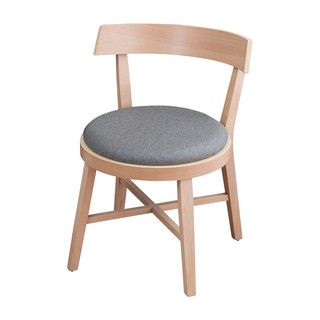 Boden-優奇灰色布紋皮革實木餐椅/單椅