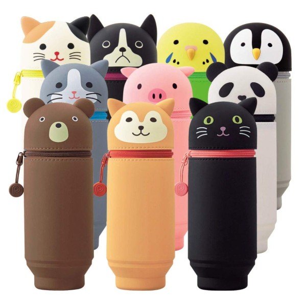 日本直購 LIHIT LAB PuniLabo 矽膠 動物造型伸縮筆袋 直立 伸縮 筆筒 筆袋 筆盒 無毒矽膠站立鉛筆盒