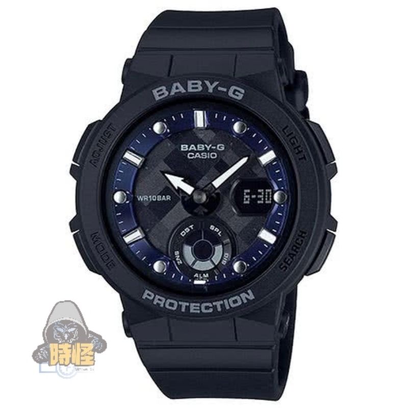 【CASIO】台灣卡西歐公司貨 BABY-G 海洋女神波光閃耀運動腕錶 100米防水-黑(BGA-250-1A)