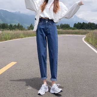 牛仔褲女高腰顯瘦百搭寬鬆直筒薄款哈倫老爹褲