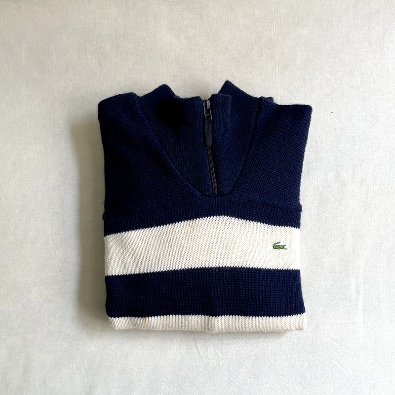 法國製造 Lacoste Wool blend Jumper 羊毛混紡 針織 高領毛衣 套頭衫 古著 Vintage