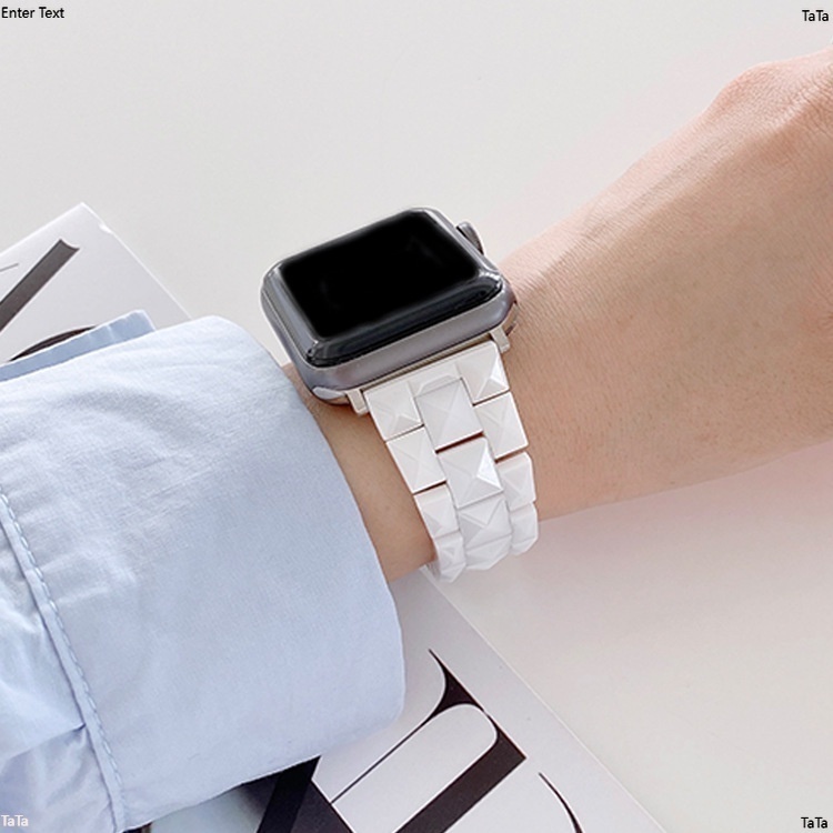 新款 菱格紋三株陶瓷金屬錶帶 apple watch 陶瓷錶帶 6代 5/4代 SE 44mm 40mm 女士錶帶 禮物