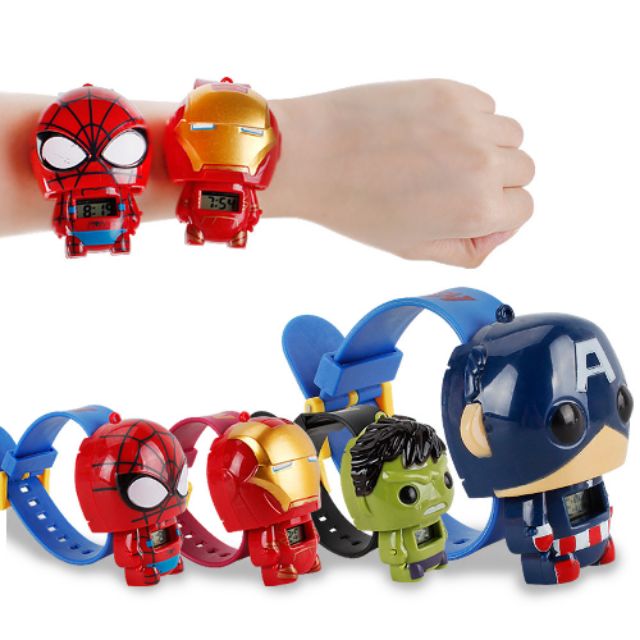 📣現貨📣復仇者聯盟美國隊長綠巨人浩克蜘蛛人鋼鐵人立體公仔造型手錶 電子錶