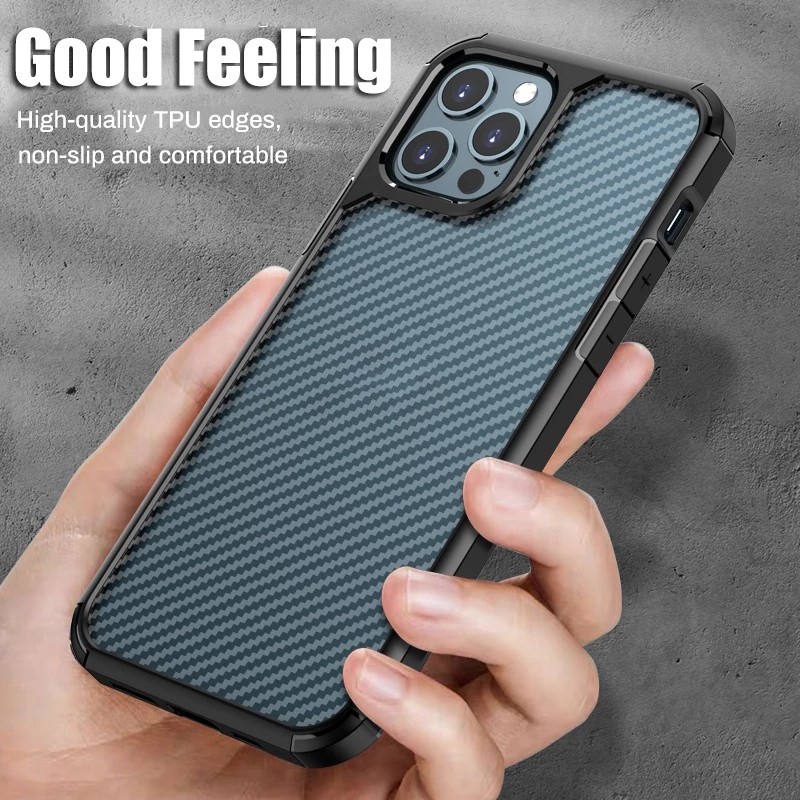 【碳纖維】適用於 Iphone 11 12 Pro MAX 手機殼碳纖維皮膚透明保護軟殼適用於 iPhone X XS