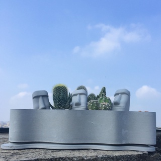 島人手作【摩艾島嶼 | 迷你仙人掌造景DIY 】仙人掌多肉造景盆栽 升遷入厝生日禮物聖誕交換新年禮物情人節 復活節島摩艾