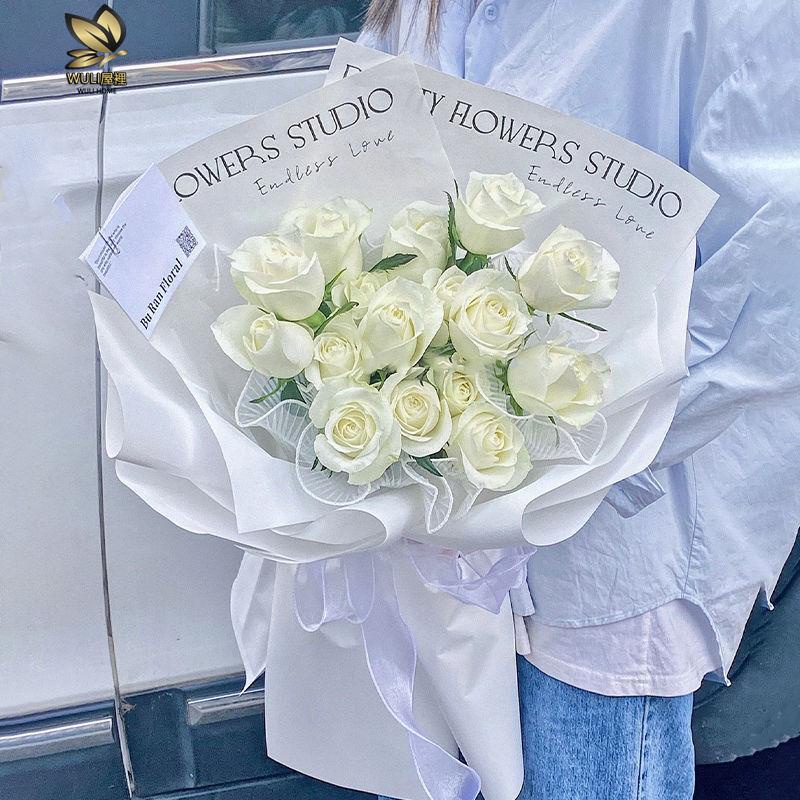 白玫瑰花束仿真花七夕情人節禮物畢業季送男女朋友閨蜜同學老師乾燥花束5 蝦皮購物