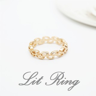 【Lit Ring】鏤空樹葉花圈戒指。簡約 金色 雕刻花紋 葉子 月桂葉 桂冠 藤蔓 樹枝 花環 戒指 飾品 首飾