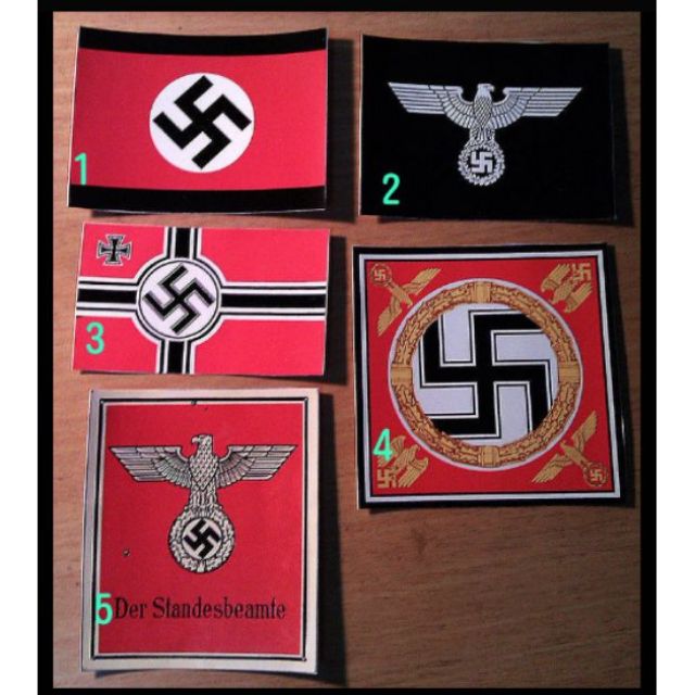 德國。德軍。納粹。二次大戰。卍字國旗、軍旗貼紙(防水)