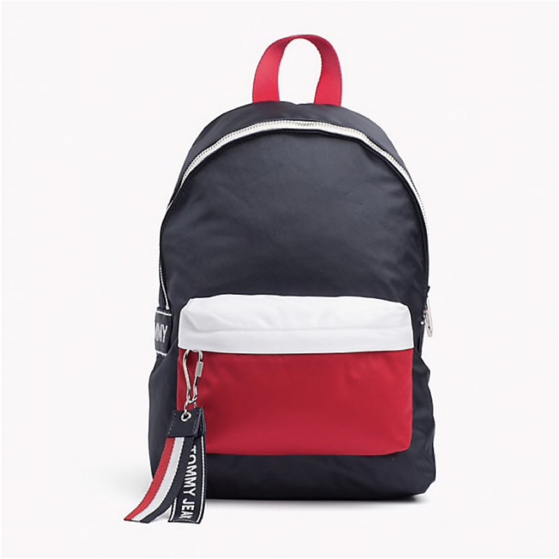 Tommy Hilfiger Logo Mini 經典配色 深藍 紅色 白色 帆布 女生 小包 小後背包 後背包 現貨