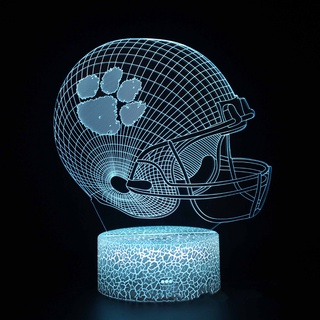 [現貨]美式足球頭盔3D視覺立體燈 NCAA 克萊門森老虎Tigers七彩漸變氣氛 觸摸開關 橄欖球錯覺小夜燈創意禮物