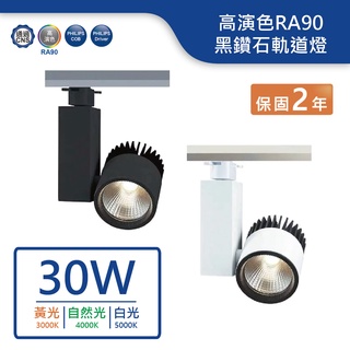 【舞光.LED】LED 30W黑鑽石軌道燈(白光/自然光/黃光)(白/黑)【實體門市保固兩年】-TR30WFL
