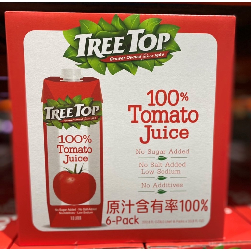 台中市 好市多 24H及時送 (開發票統編)  樹頂 100% 番茄汁 1公升X 6入 樹頂蕃茄汁