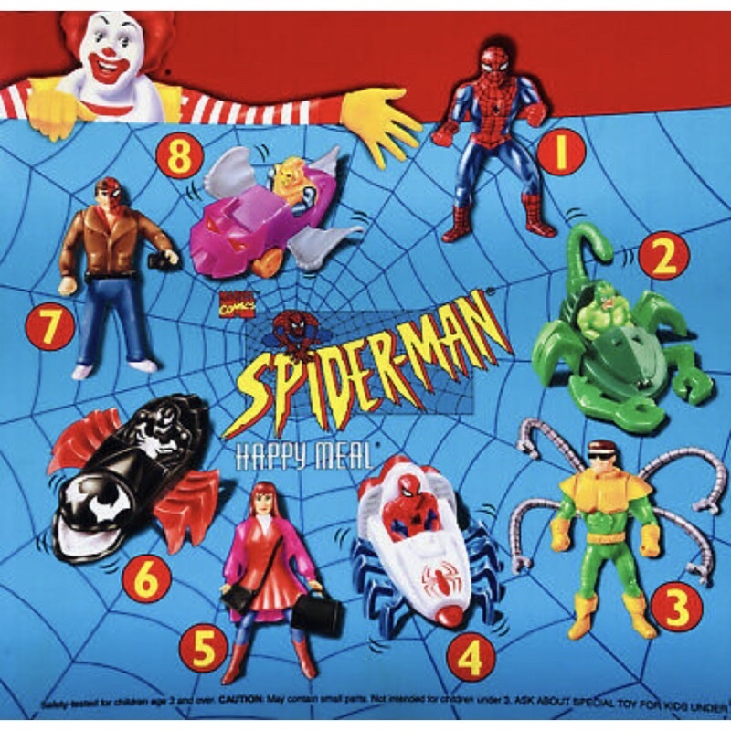 1995年 麥當勞McDonald's 兒童餐 玩具 蜘蛛人Spider-Man 漫威Marvel 漫畫系列 全新未拆封