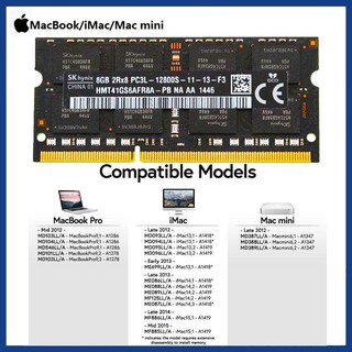 SK 海力士 8GB DDR3L 1600Mhz 1.35V DDR3 SODIMM 記憶體 204Pin 適用於 Mac