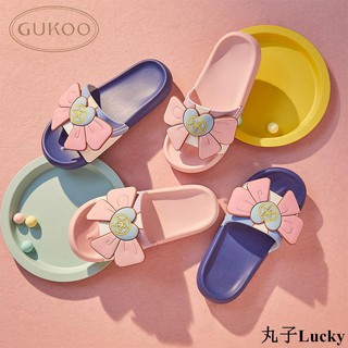 丸子Lucky-GUKOO/果殼海軍風大蝴蝶結公主風家居拖鞋一字拖涼拖可外穿