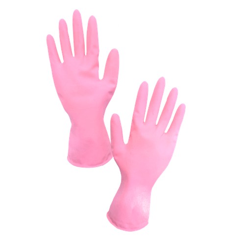 💯【粉紅乳膠手套】1雙 手腕加寬專利 好穿脫 不分左右手 洗碗 食品 橡膠 工作手套 非依凡 卡好雙色手套