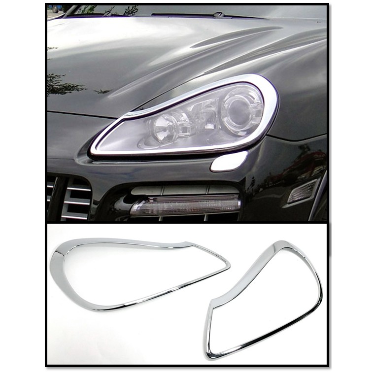 圓夢工廠 Porsche 保時捷 Cayenne 凱宴 957 2006~2010 改裝 鍍鉻銀車燈框 前燈框 頭燈框