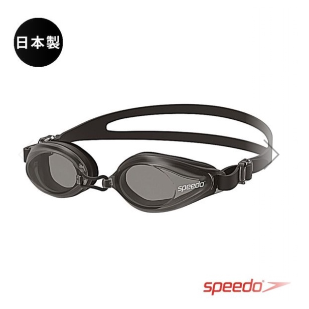 (D7) SPEEDO 運動泳鏡 日本製 平光泳鏡 防霧 抗紫外線 SD8120047649 黑灰 [SUN]