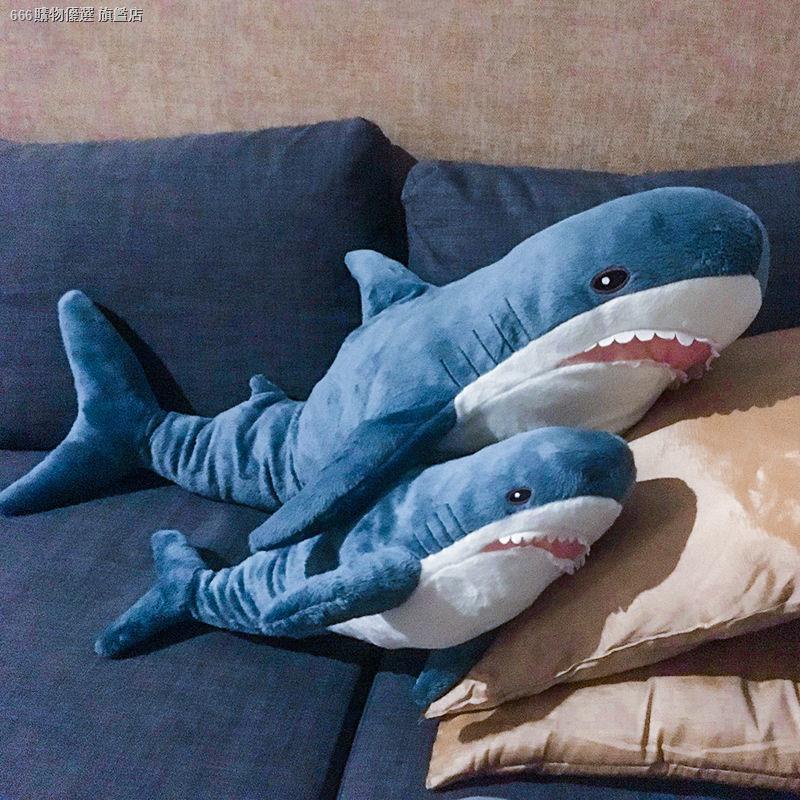 麗麗精選ikea 鯊魚宜家IKEA布羅艾大鯊魚玩具玩偶抱枕鯊魚公仔生日禮物毛絨玩具靠枕麗麗優選