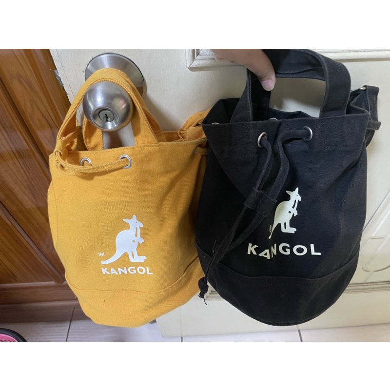 kangol 水桶包 黑/黃