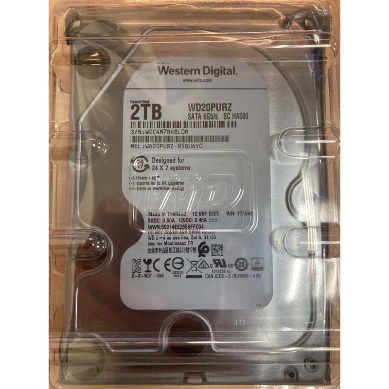 ［RMA全新未拆品］WD 紫標 2TB監控專用硬碟