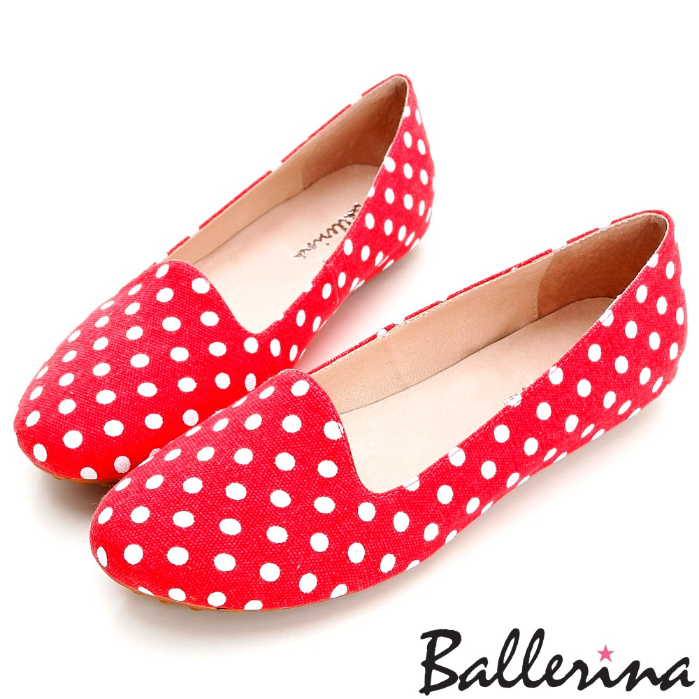 Ballerina-水玉點點樂福豆豆鞋-紅【BD500188RD】