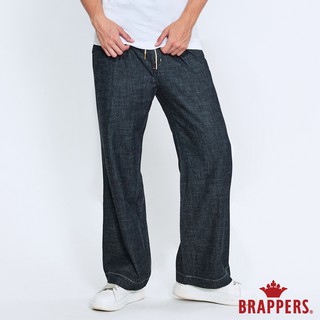 BRAPPERS 男款 Boy Friend系列-中腰棉質綁帶寬版褲-深藍