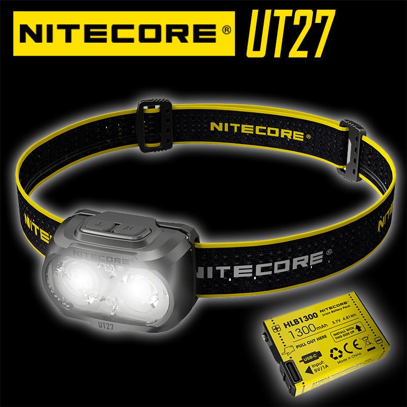 「新款 現」#NITECORE奈特科爾UT27超輕量防水頭燈露營探索強光頭盔燈夜跑釣魚
