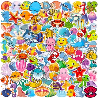 100張不重複 13 海洋動物 鯨魚 海龜 獎勵貼紙 防水貼紙 塗鴉貼紙 筆電 行李箱 安全帽 汽車機車 滑板 裝飾貼紙
