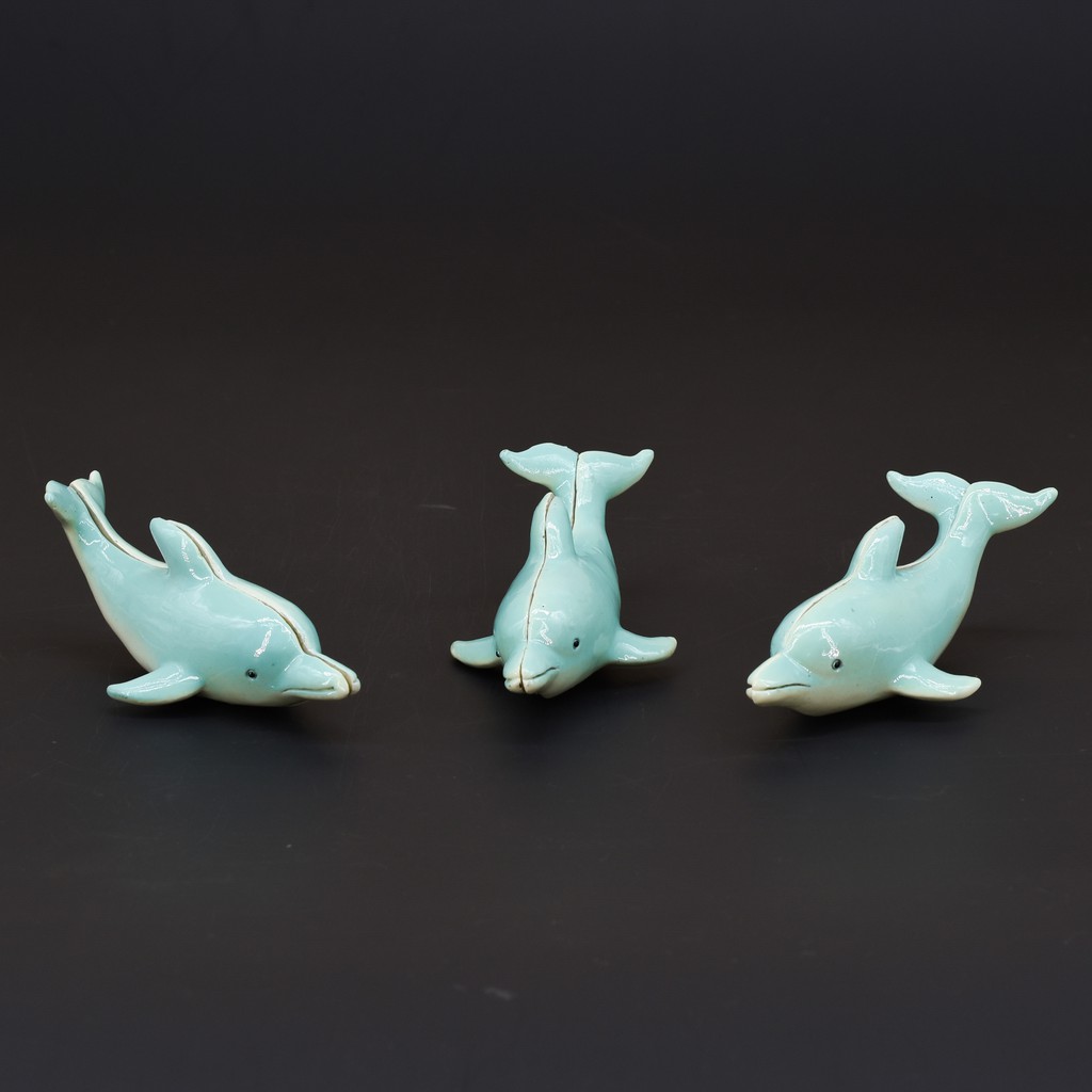 【AJ】海洋 海豚 淺藍色 側身分段 尾巴上揚 poly磁鐵 樹脂冰箱貼 // 立體 仿真 冰箱裝飾 居家裝飾 創意家居