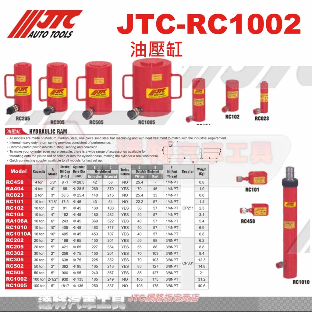 JTC-RC1002 油壓缸☆達特汽車工具☆JTC RC1002