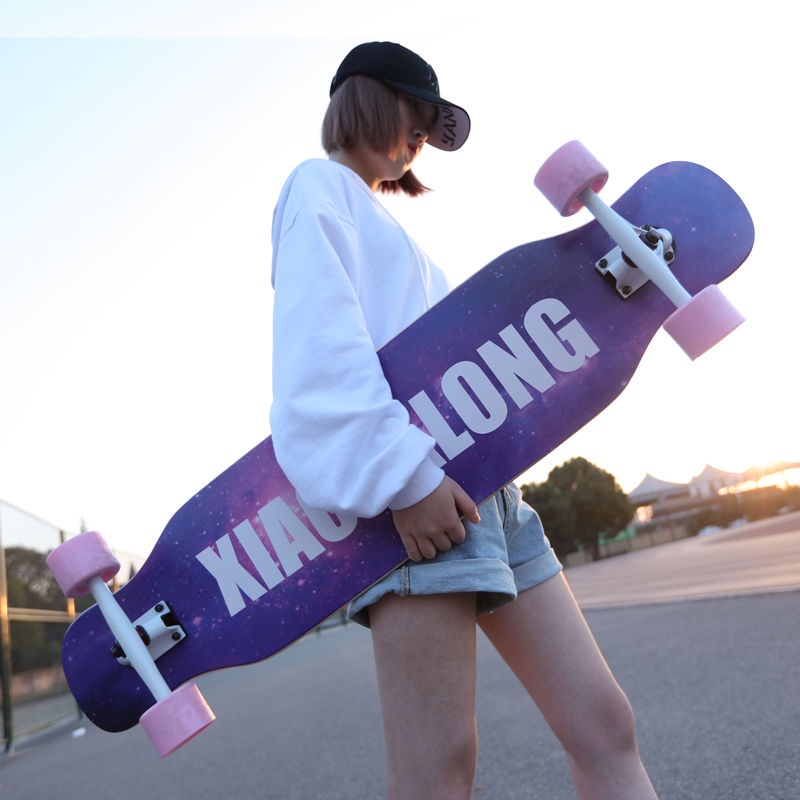 【台灣現貨熱賣】初學者滑板長板滑板女成人男生女生公路刷街板舞板青少年四輪滑板