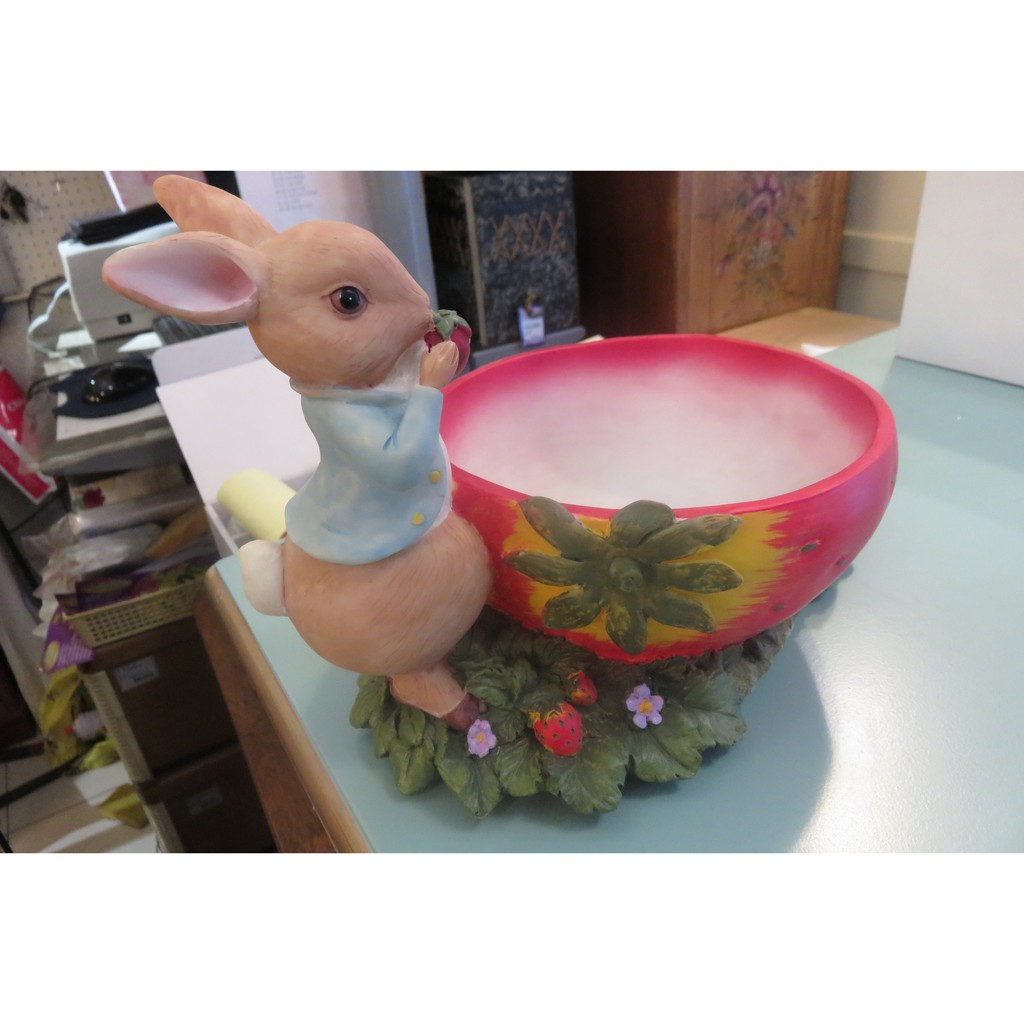彼得兔草莓置物籃 小品花盆 花器 糖果盒 水果盤 置物盤