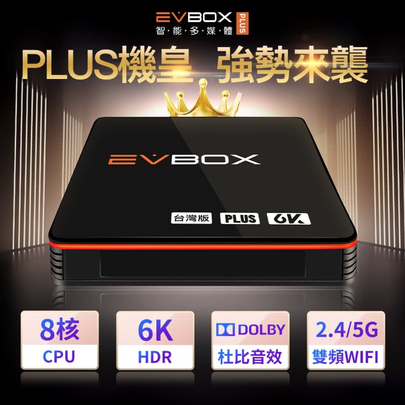 易播  EVBOX PLUS 電視盒 高規版 4G 記憶體 32G存儲空間 6k畫質 比 安博好用