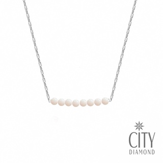 【City Diamond 引雅】天然圓母貝珍珠微笑項鍊(手作設計系列)