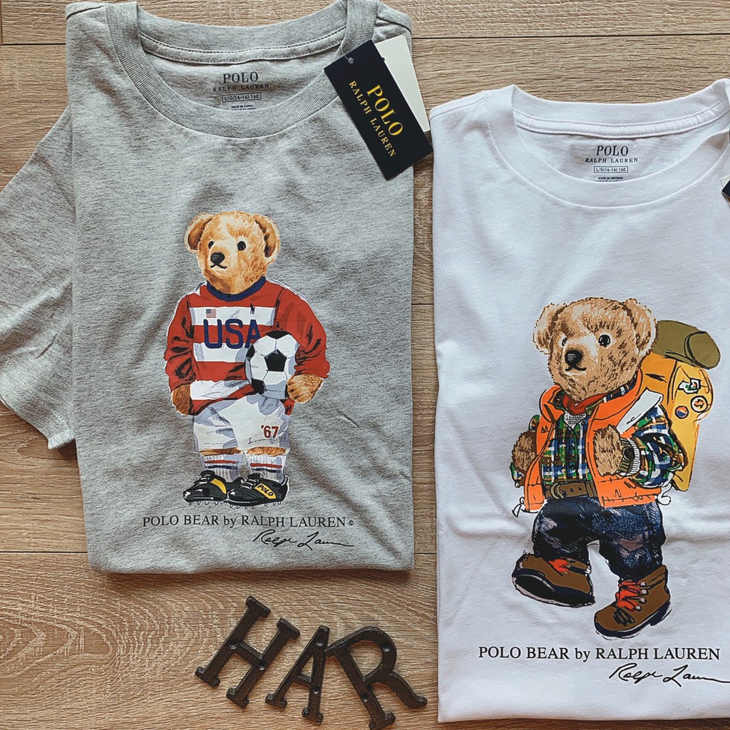 海鹿馬 Polo Bear 小熊短t 圓領短袖男女可穿38 78公情侶裝 灰色足球熊 來去登山熊 蝦皮購物