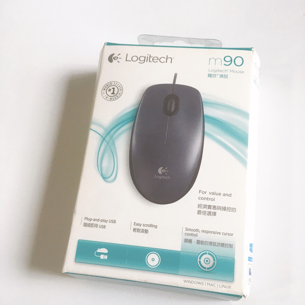 全新 Logitech 羅技 M90 有線滑鼠 USB 黑