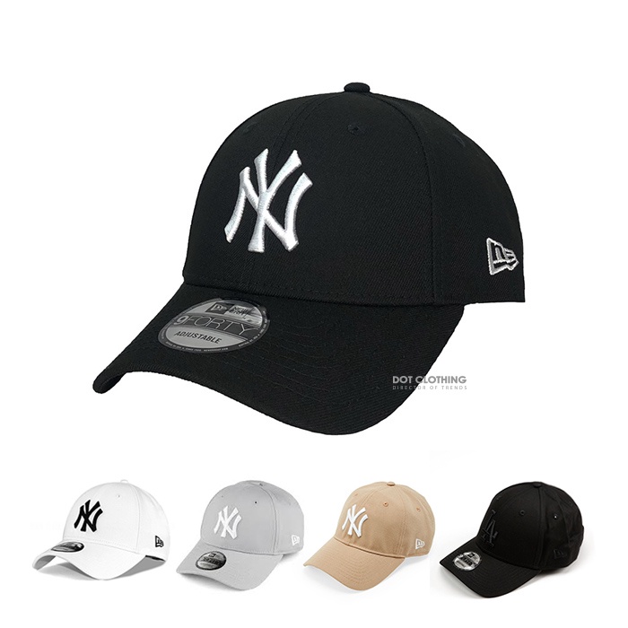New Era 9Forty NY Adjustable Cap 黑白 洋基 棒球 電繡 老帽 復古帽 彎帽 DOT聚點