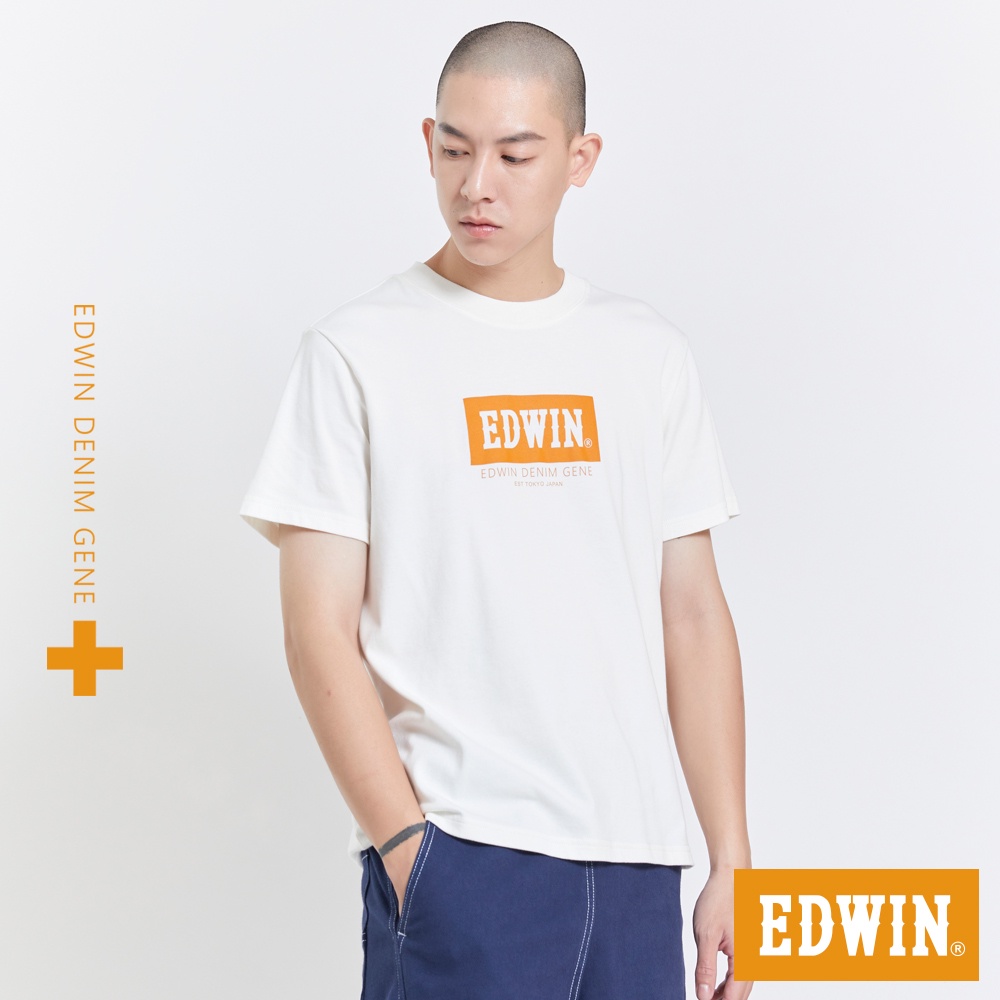 EDWIN 人氣復刻 橘標 冰河玉涼感LOGO短袖T恤(白色)-男款