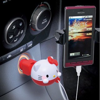 【翔浜車業】SEIWA KT400 HELLO KITTY 貓頭 車用LED micro USB 捲軸電源插座◎絕版限量