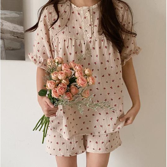 【XY Shop】💕Juuneedu 短袖 玫瑰 小碎花 睡衣 套裝 連身裙 韓國 睡衣品牌 居家小物