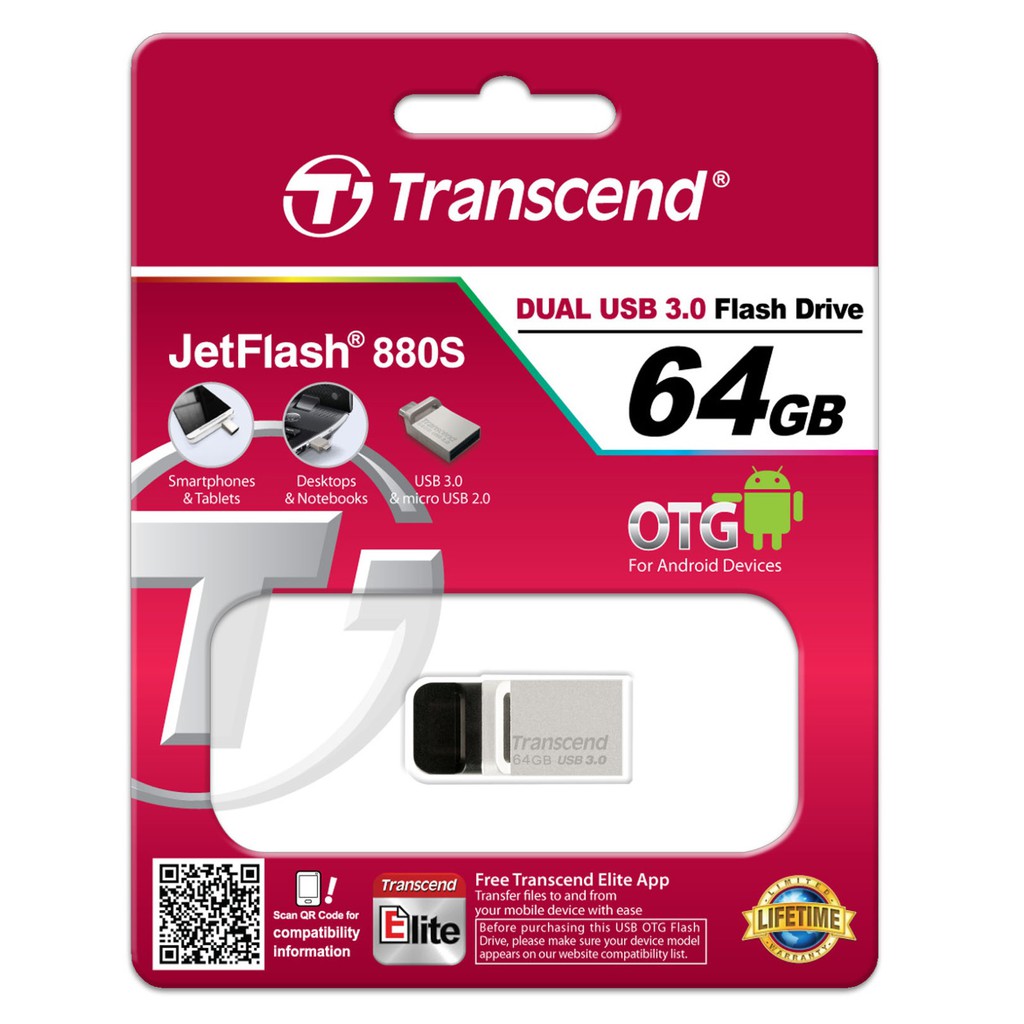 『儲存玩家』Transcend 創見 JetFlash 880S 64G 64GB 隨身碟 OTG 雙用碟