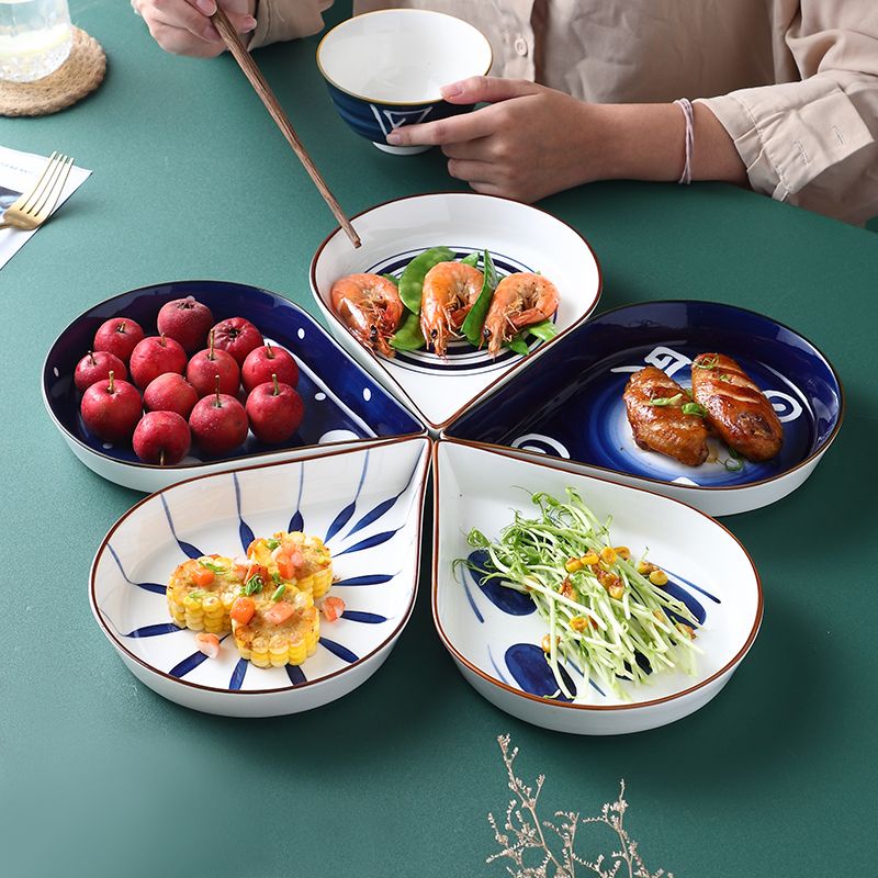 日式手繪菜盤 陶瓷餐具 拼盤餐具 盤子 拼盤組合 過年拼盤 團圓拼盤 家用團圓拼盤餐具組 合湯盤小吃盤 異形盤 碟子