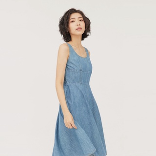 【ERSS】浪漫高腰圓裙背心洋裝 重漂藍 -女 S90013