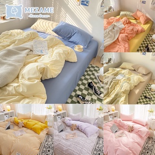 MEZAME | 24h台灣出貨🐾 馬卡龍撞色床包組 素色床包 日式床包 格紋床包 雙人床包 床包 格子