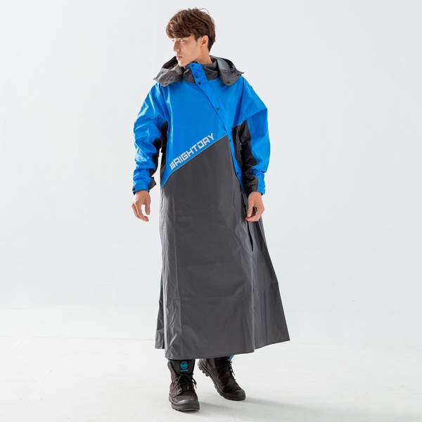 <益發安全帽台中店>現貨 零碼出清 Brightday 君邁 X武士斜開連身式風雨衣 藍 一件式雨衣 風衣雨衣