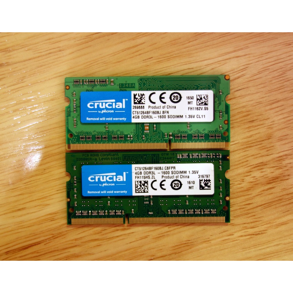 一標2條 美光 Crucial DDR3L-1600 4GB*2