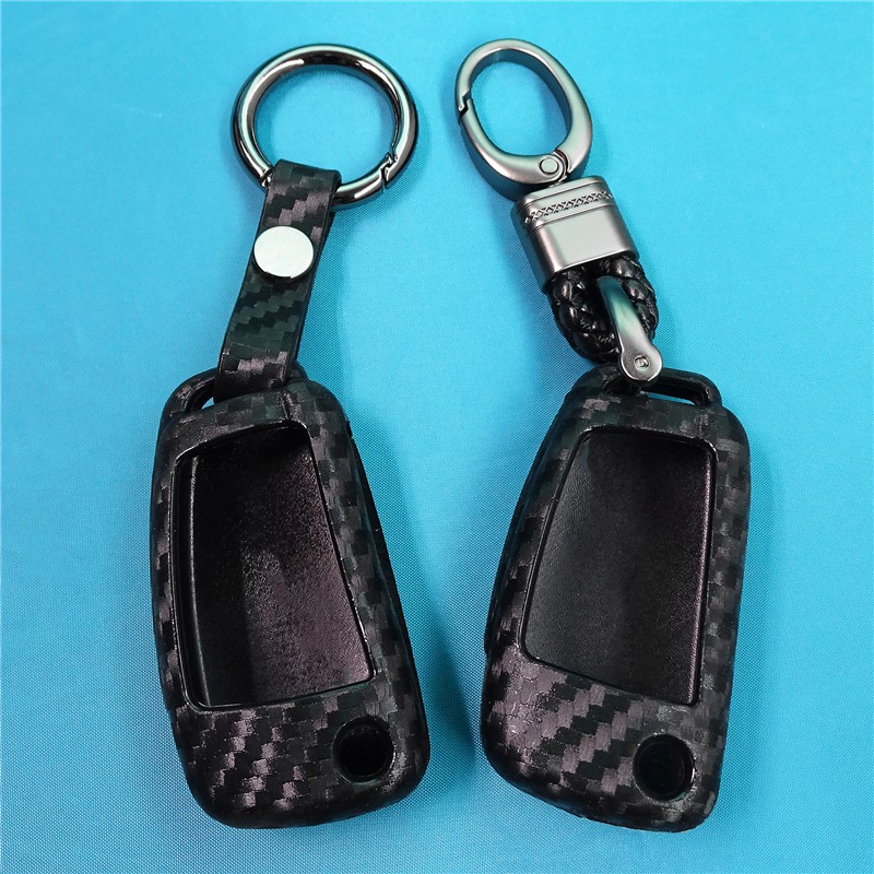 汽車鑰匙套碳纖維 適用於奧迪Audi A3 B59 A5 A6L C5 Q3 Q5 Q7 S5 S7 汽車鑰匙殼保護套