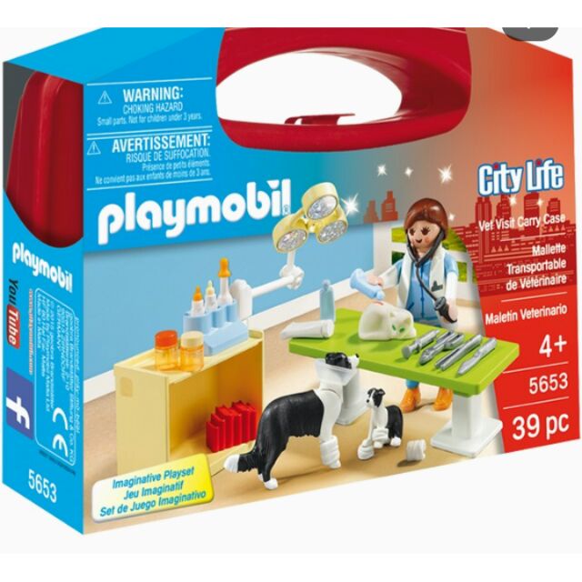 德國 摩比 PLAYMOBIL 5653 帶著走提盒 獸醫組 狗 貓 全新未拆